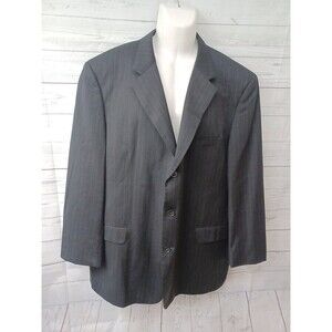 Andrew Fezza Wool Mens Black Blazer Sport Coat Pinstripe 50L